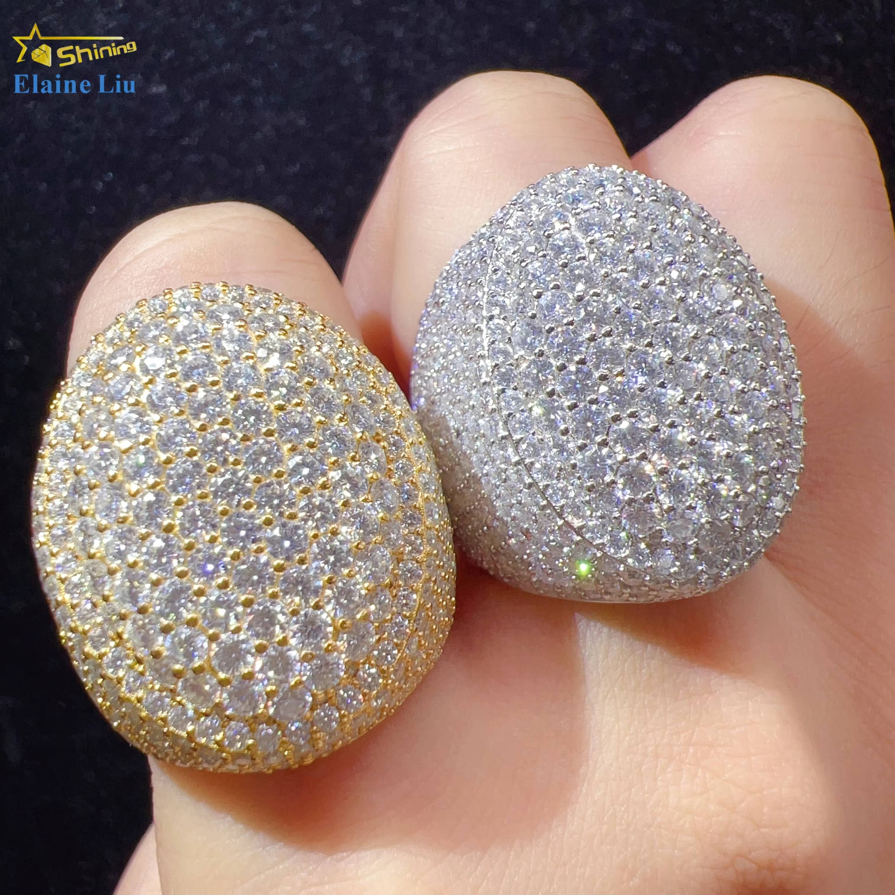 Ready to Ship 925 Sterling Silver Custom Diamond Hip Hop Iced Out VVS Moissanite Mens Ring