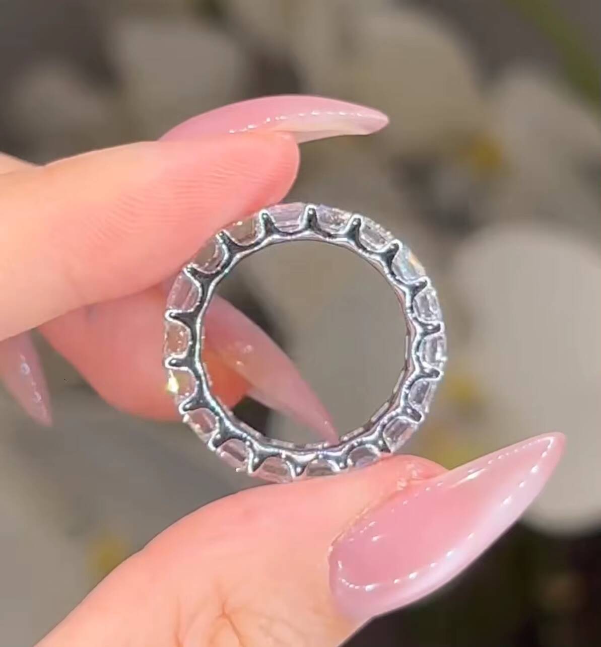 High Quality IGI Certificate 10k Solid Gold Emerald Cut Eternity Band Lab Grown Diamond Engagement Ring