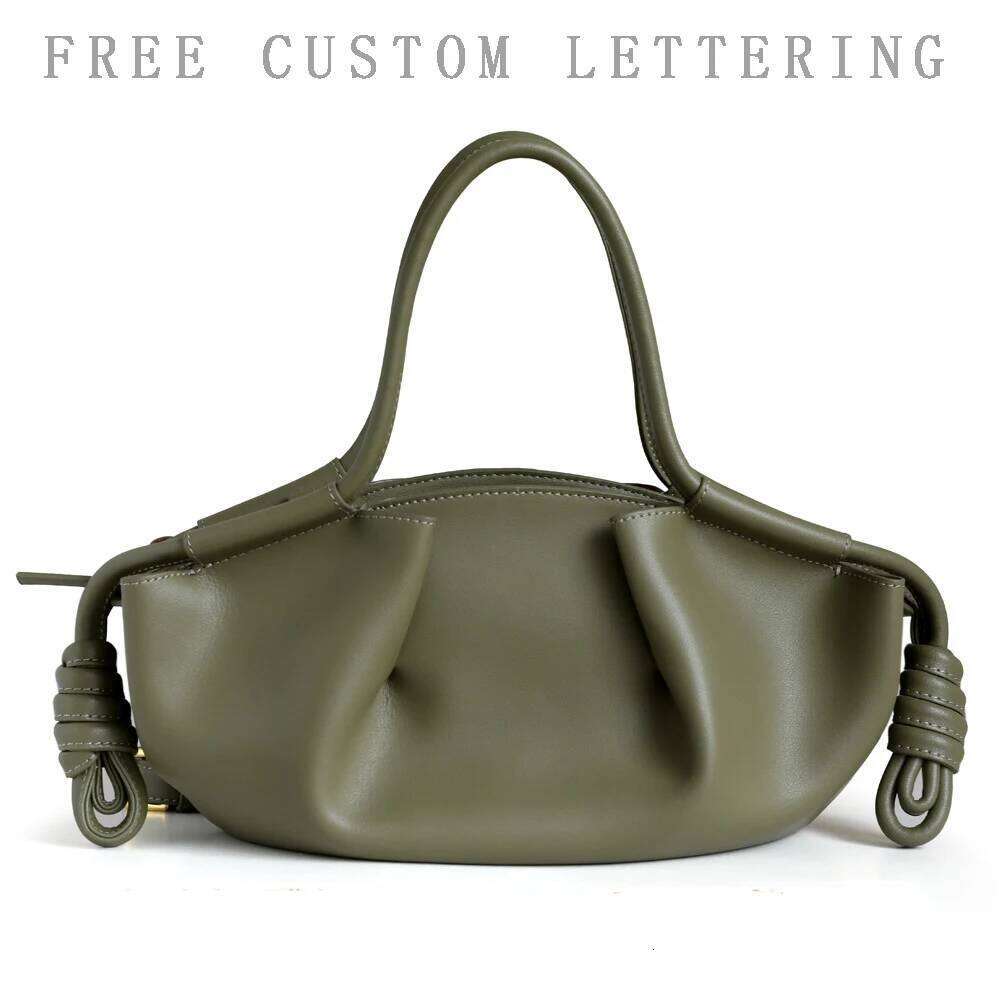 2025 New Design Luxury Genuine Leather Cloud Pleated Cowhide Cord One Fashion Ladies Shoulder Bag Handbag