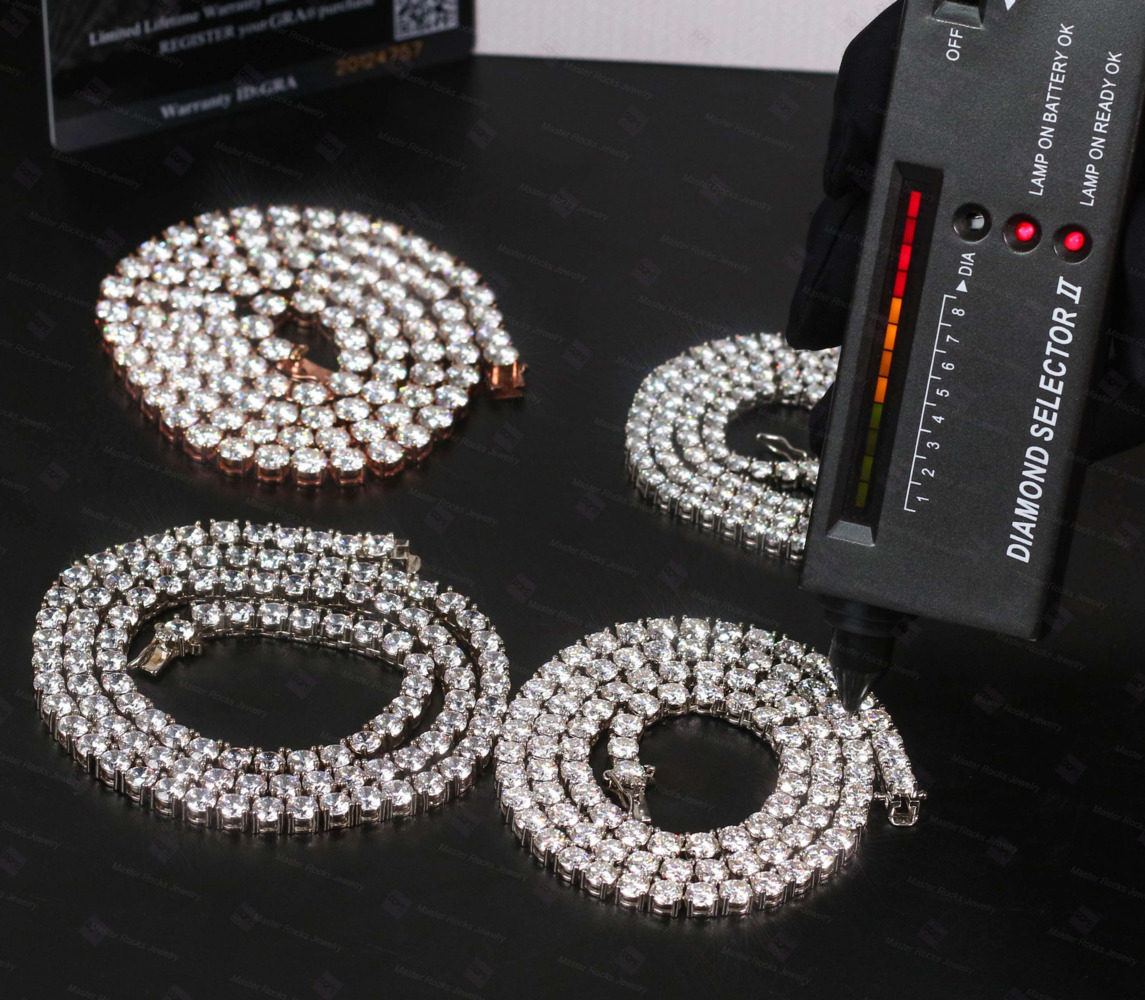 Cheapest 3mm 4mm 5mm 6mm Iced Out Chain Tennis Men White Gold S925 Moissanite Tennis Chain