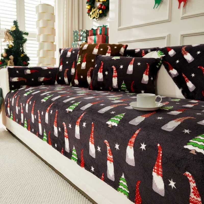 1PC Christmas Sofa Cover Thicken Warm Couch Slipcover Antislip Pets Kids Sofa Cushion Towel for Living Room Xmas New Year Decor C251028