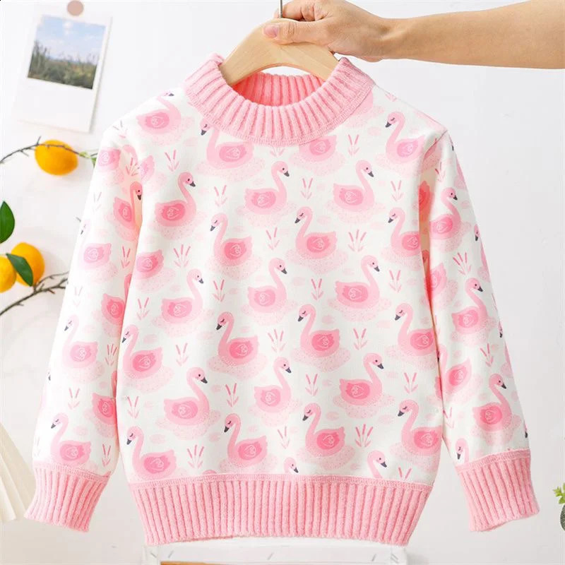 Girls Sweater Thickened AutumnWinter Fashionable Versatile Childrens Knitted Sweater Girls Top Sweet and Cute 251027