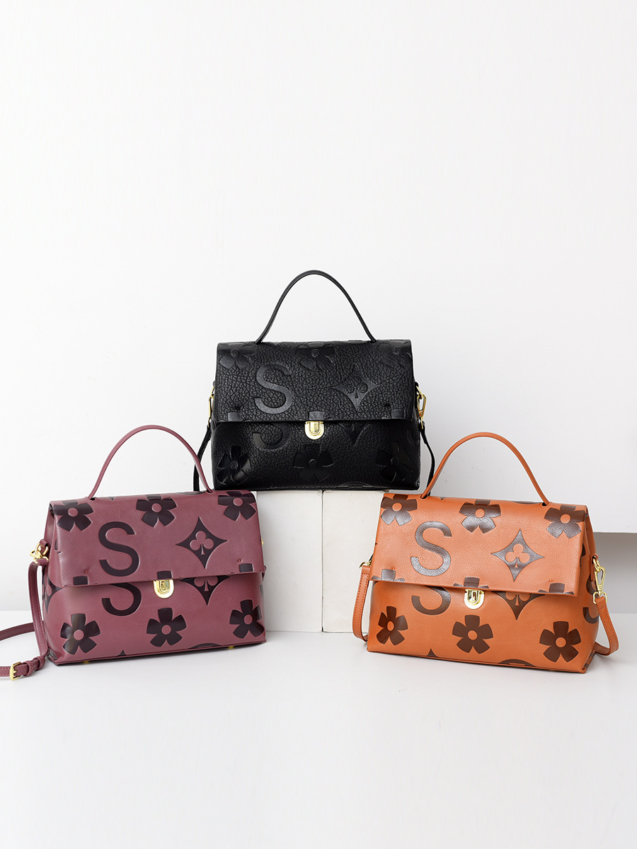 Free shipping ladies' handbag, European and American retro single-shoulder bag, large-capacity commuter tote bag, high-end pressure-sensitive flo