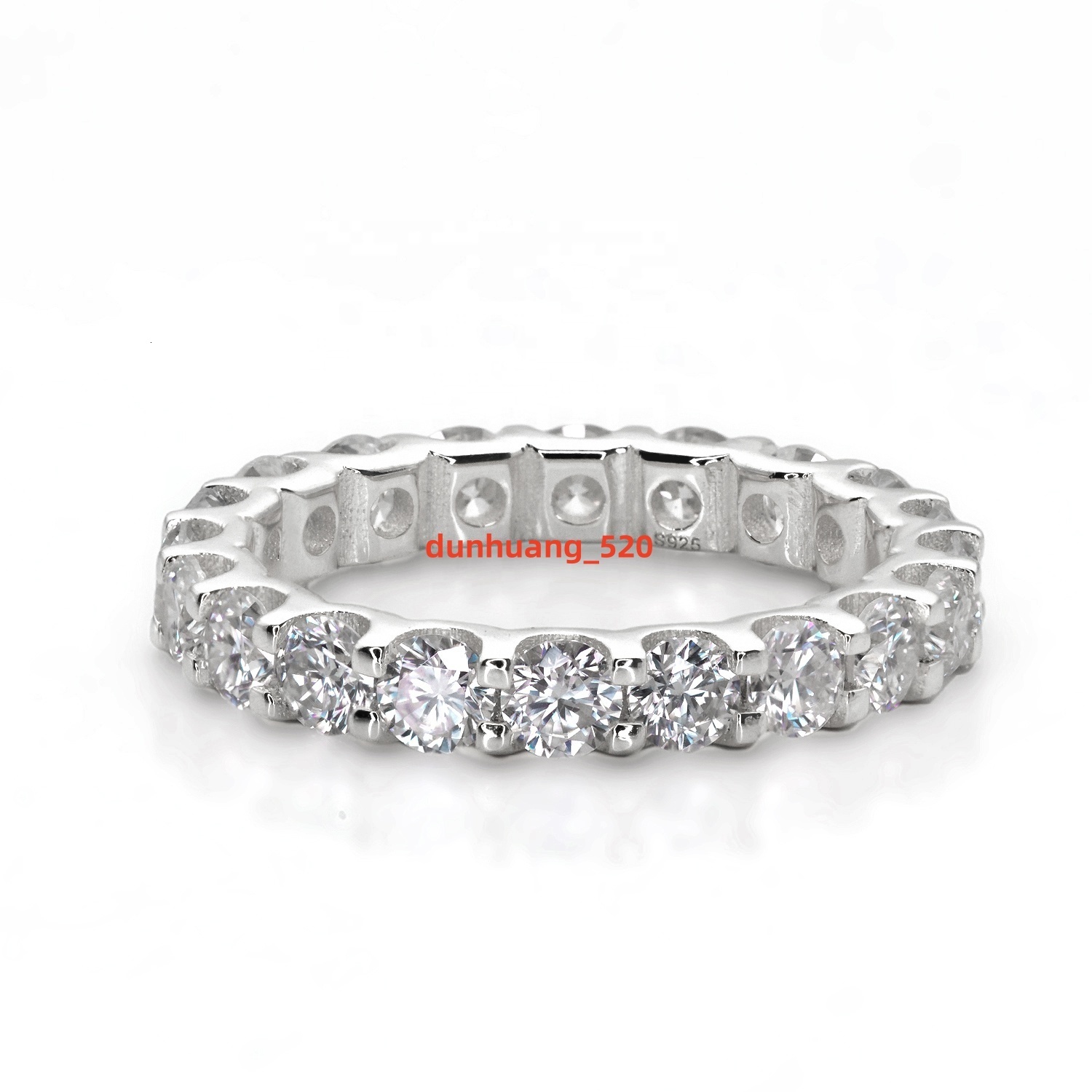14k Solid White Gold 3mm Moissanite Eternity Band Rings