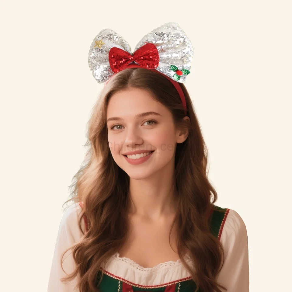 Disney Christmas Sparkling Sequined Christmas Hair Bows from : Ideal Party Supply for Young Girls designer H251119