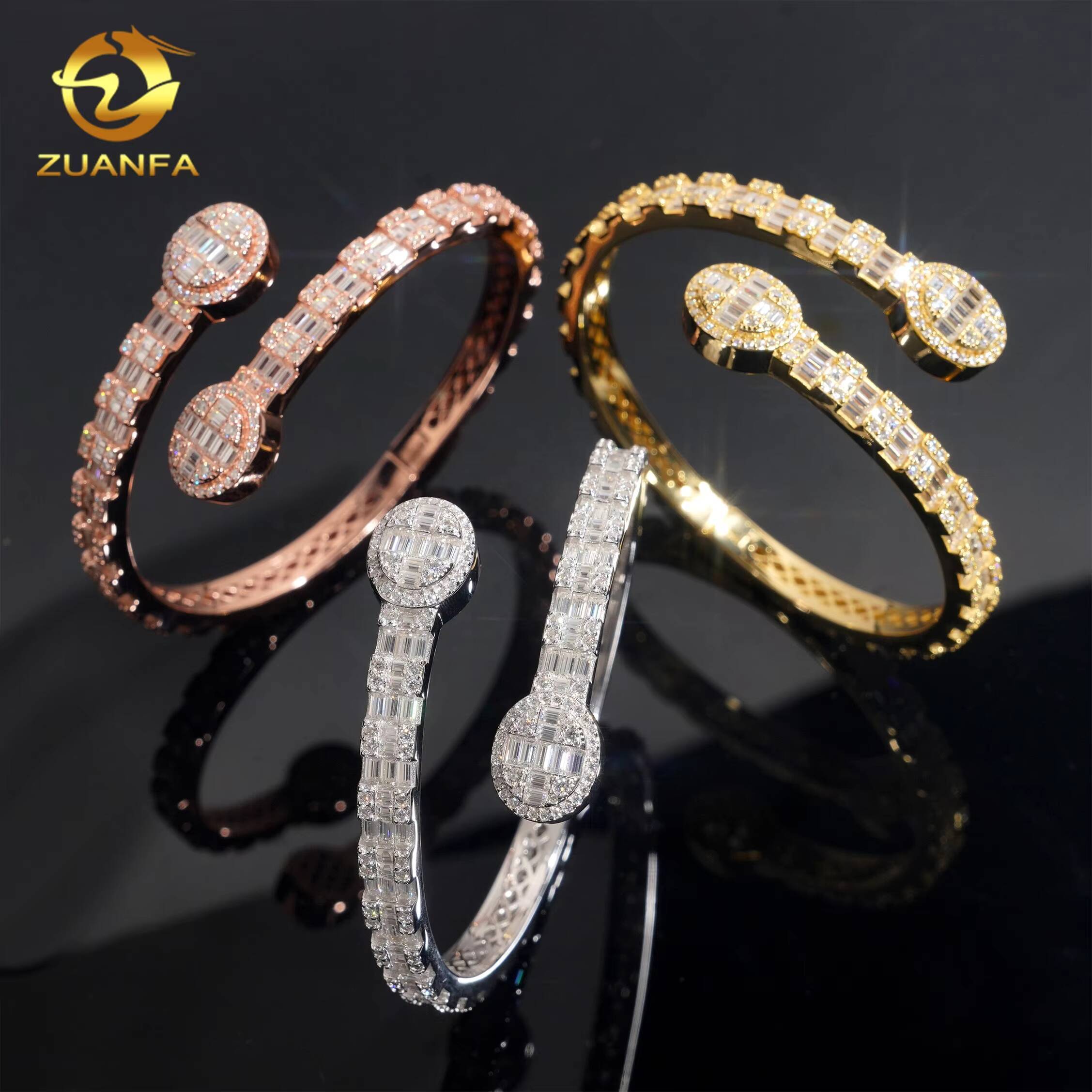 D Color VVS Miossanite Diamond 925 Silver Iced Out Hip Hop Jewelry Bracelet Bangle Men