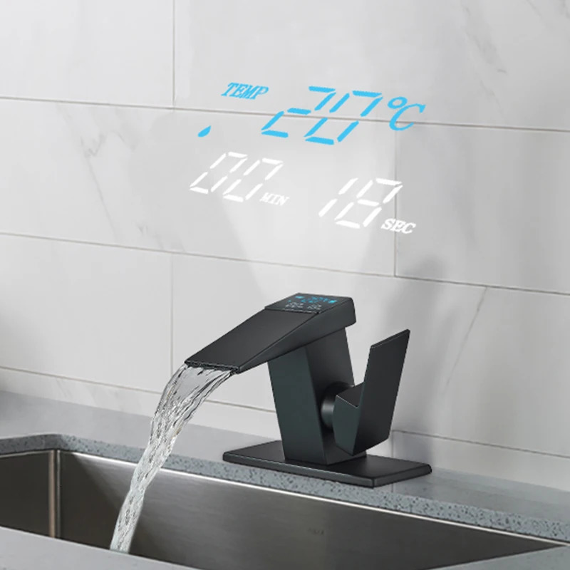 Smart Digital Display Basin Sink Faucet Cold Water Temperature LED Washbasin Waterfall Taps Bathroom Deck Mixers 251028 - view 3