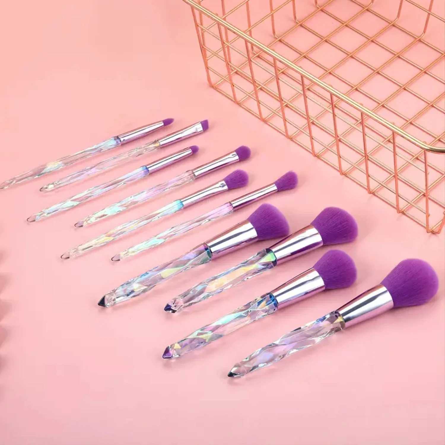 Soft and Luxurious Travel Beauty Tools Crystal Acrylic Handle Eye Makeup Brush Set with High Quality Eyeshadow Brushes Cosme J251117