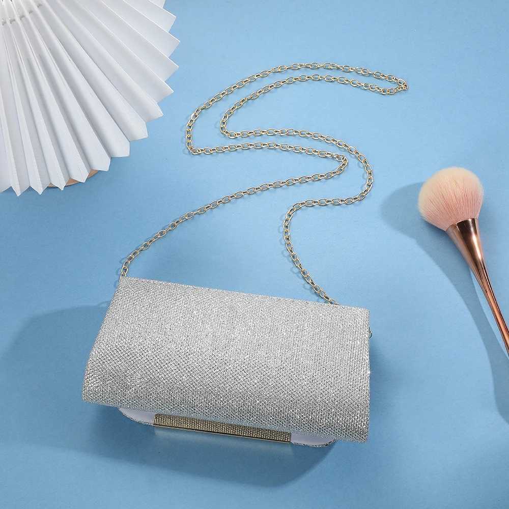 Shiny Metal Patch Decorated Envelope Clutch Bag with Wrinkles Texture for Party Bridal Wedding Evening Handbag H251027