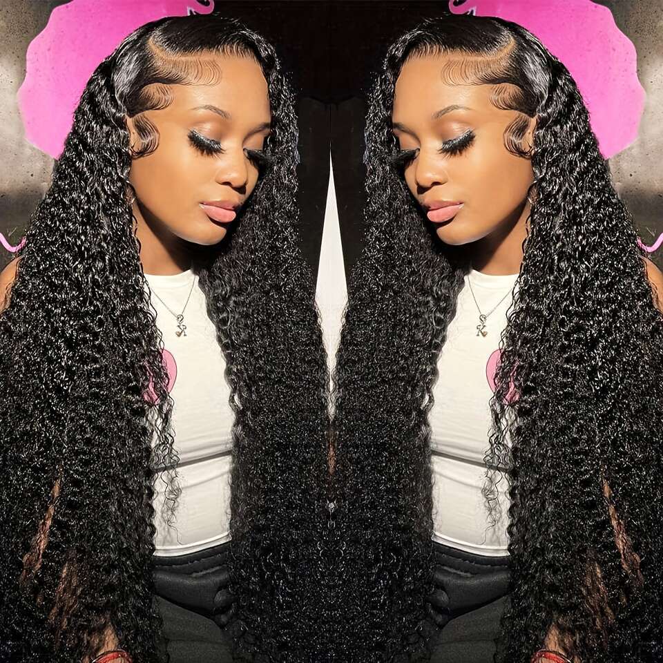 250% Density 13X6 HD Transparent Long Deep Wave Human Wig - Natural Hairline With Baby Hair & Pre-Plucked Brows, Breathable Lace Front All Light Beige