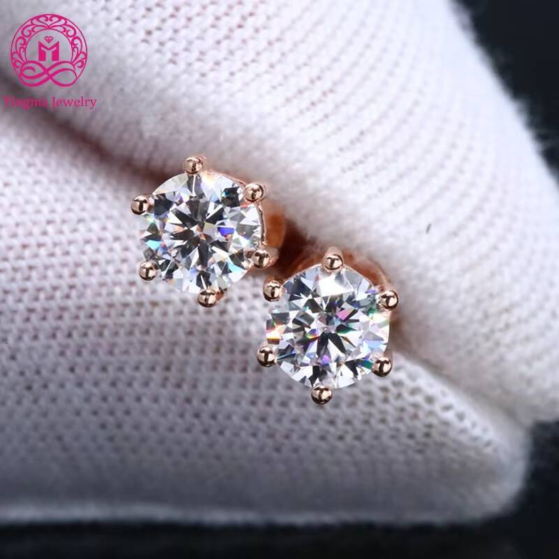 IGI Certificate 18K Gold Jewelry CVD HPHT 05ct Lab Created Diamond 14K Rose Gold Stud Earrings Lab Grown Diamond Earrings