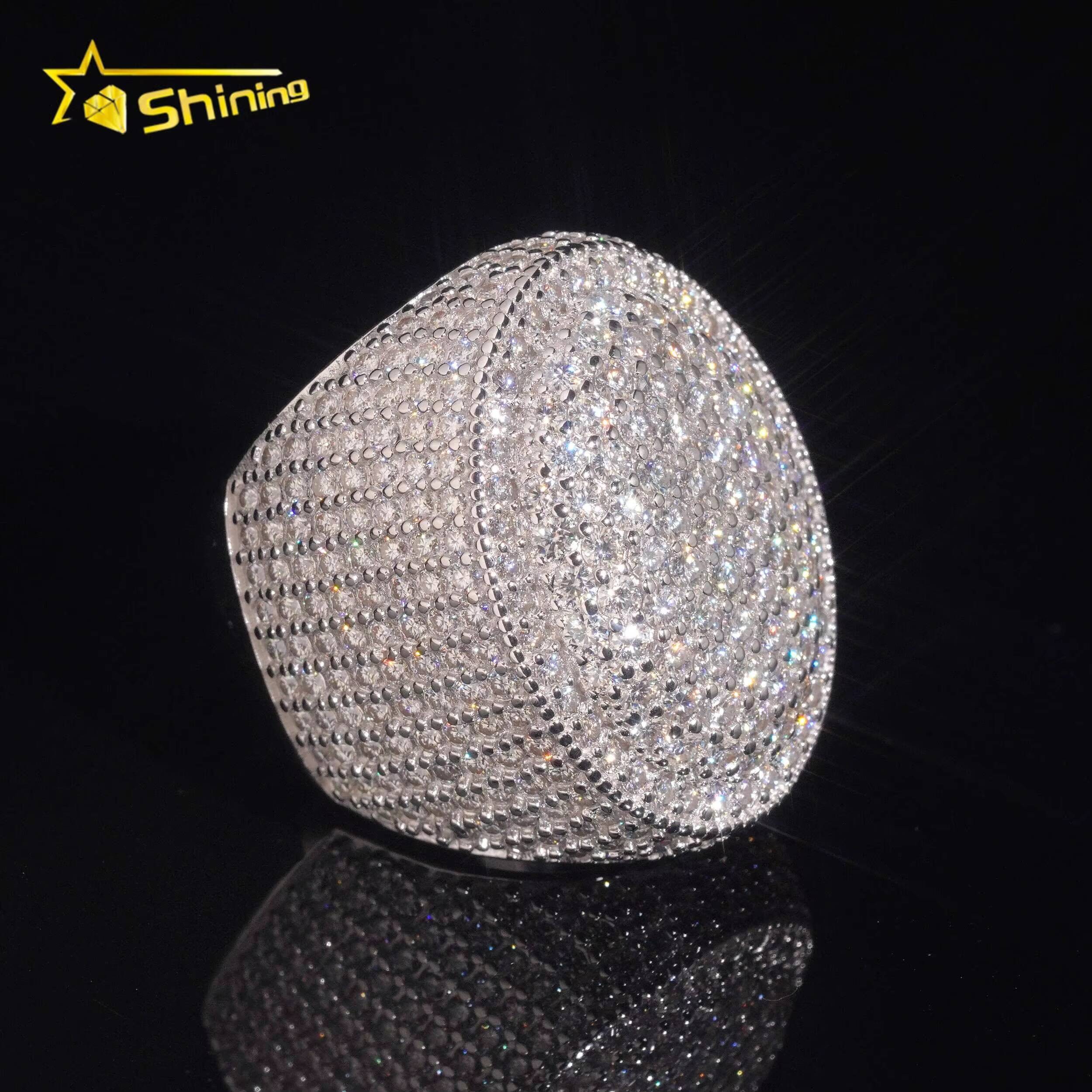 Fine Jewelry Iced Out Ready to Ship 925 Sterling Silver Moissanite Diamond Hip Hop Rings for Men