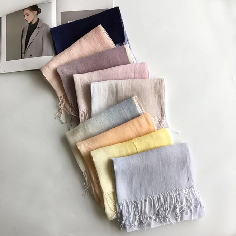 100 linen gradient color springsummer womens scarf 251027