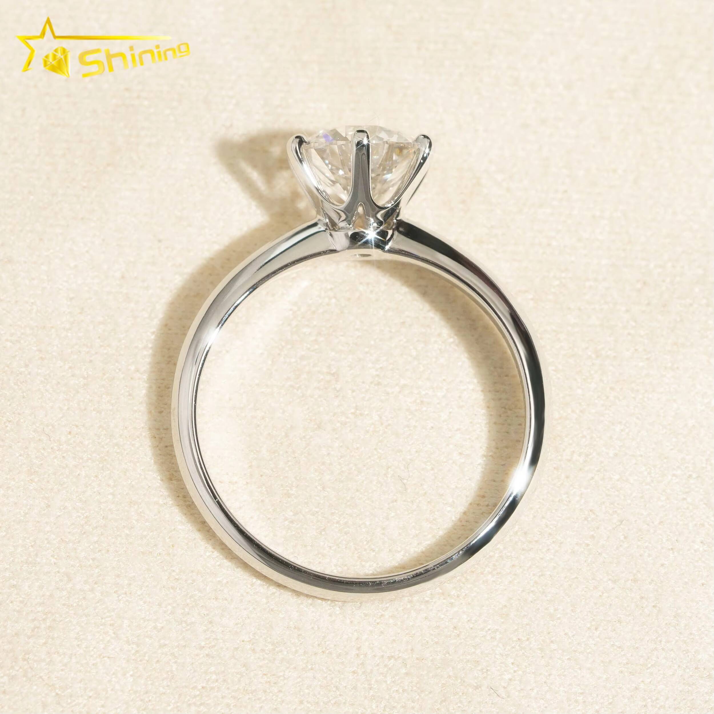 With GIA Certificate Women Jewelry 6 Claws Classic Round Brilliant Cut 103ct 14K White Gold Solid Lab Diamond Engagement Ring