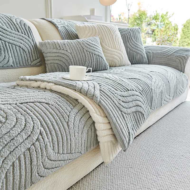 Autumn and Winter Solid Thick Cloth Towel Nordic Velvet AntiSlip Sectional Sofa Cover Armless AntiDirt Furniture Protector C251028