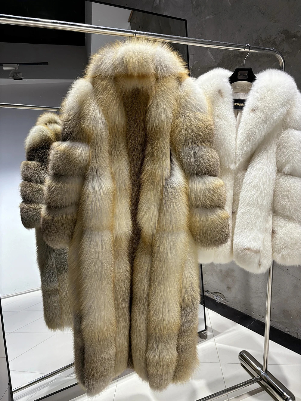 YOLOAgain Long Real Fox Fur Jacket Coat Women2025 Winter Natural Golden Fox Fur Coat Outerwear 251027