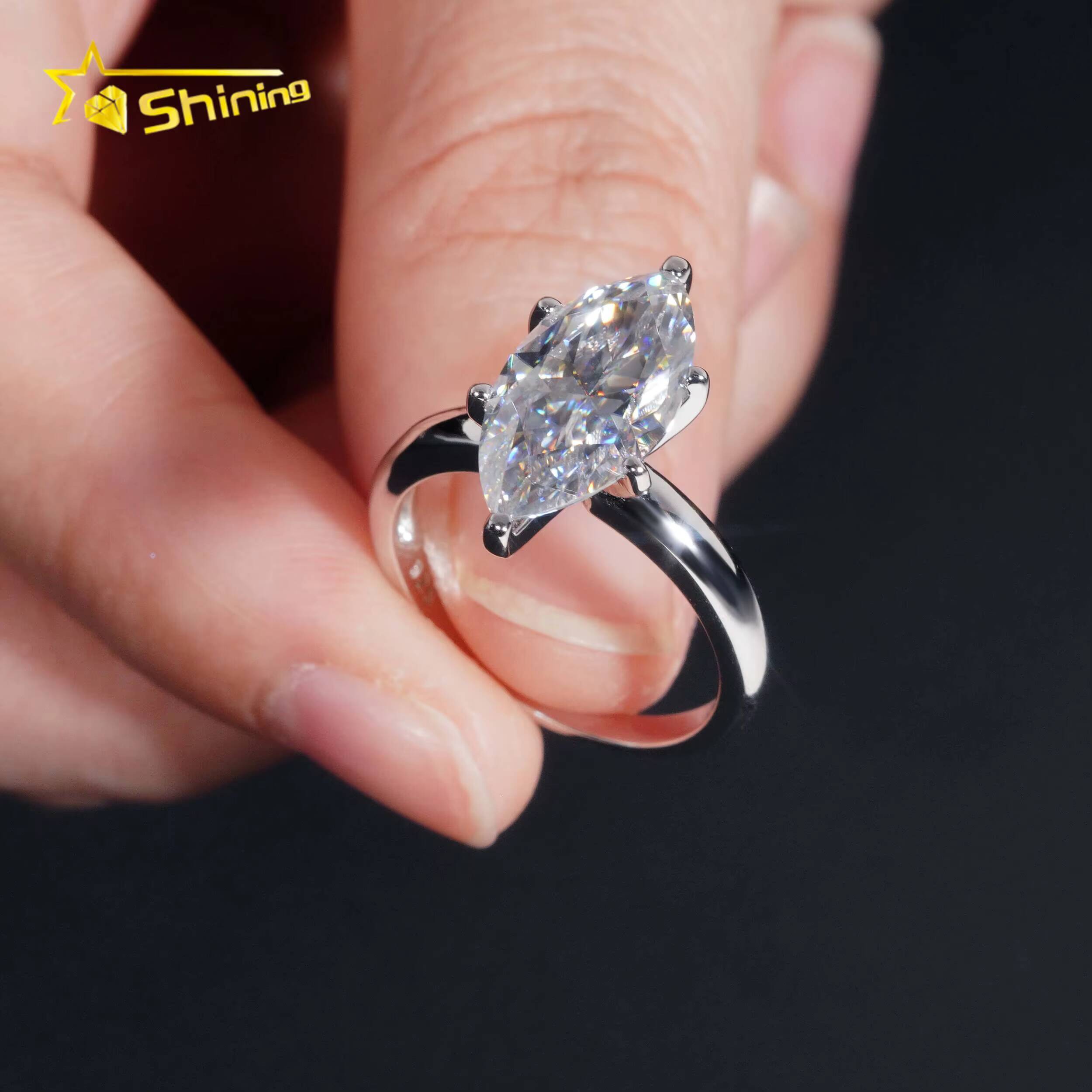 925 Sterling Silver 8x16MM 4CT Marquise Cut Moissanite Simple Six Claws Engagement Wedding Ring Moissanite Ring Party Gifts
