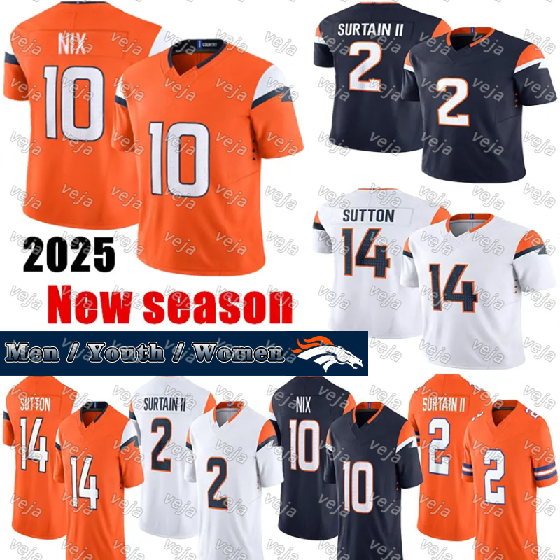 Denvers Broncoss jersey Bo Nix jerseys Patrick Surtain II John Elway Javonte Williams Marvin Mims Jr Courtland Sutton Quinn Meinerz Football jersey