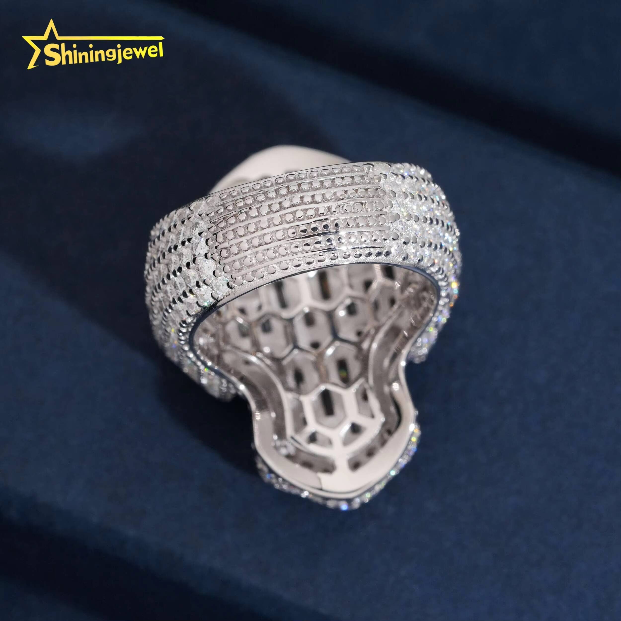 USA Warehouse Shipping 925 Silver Iced Out Baguette Moissanite Cross Ring Custom Hip Hop Moissanite Mens Ring Daily Wear