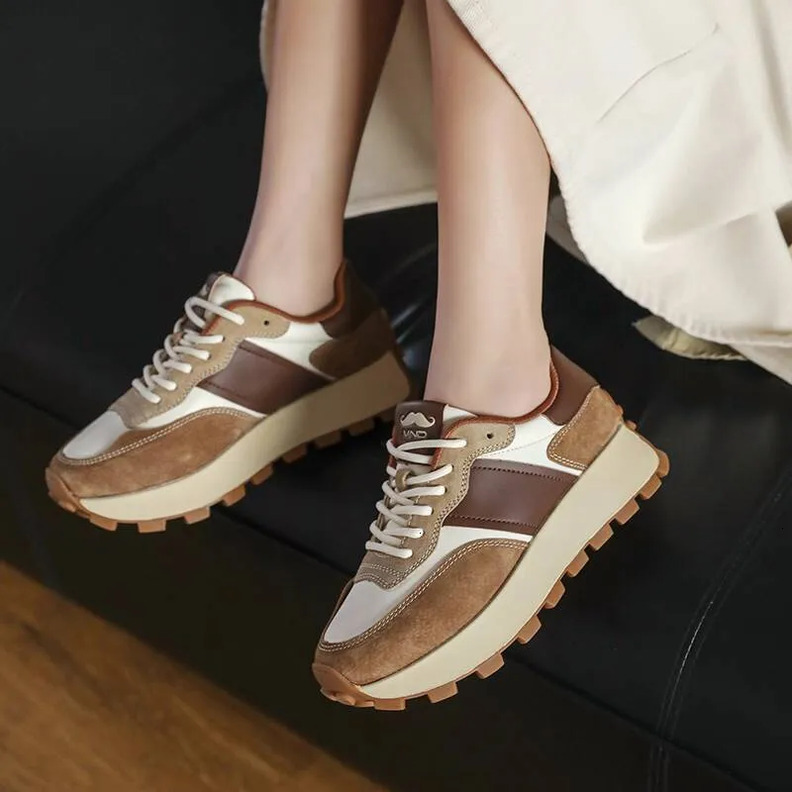 Mirinda Couple Forrest Gump Shoes Autumn Genuine Leather Thick-Soled Dad Sneakers Non-Slip Wear-Resistant Casual Shoes Men's & Women's Shoes