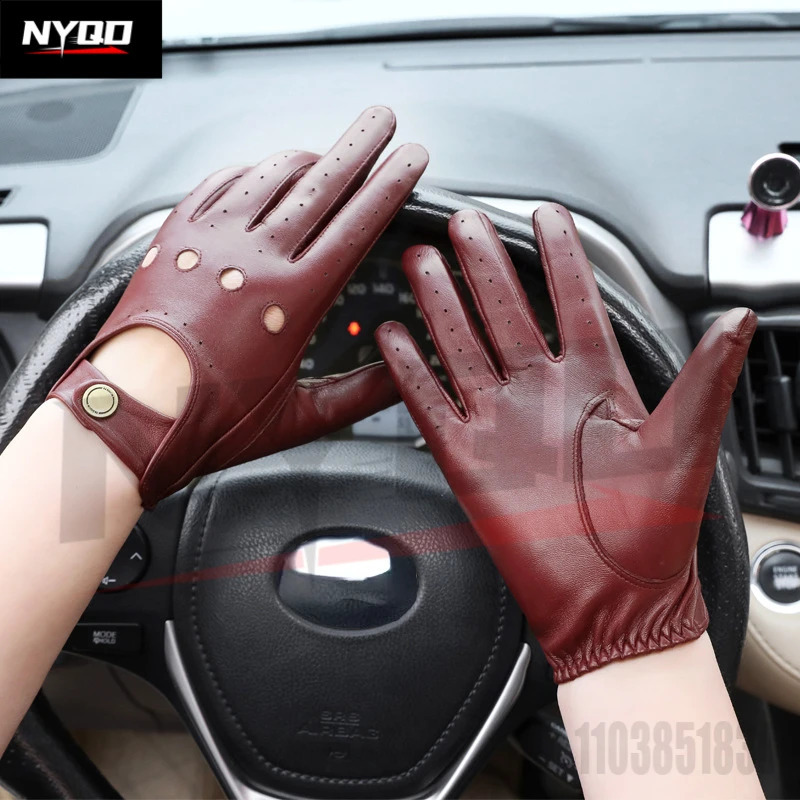 Arrival Mens Genuine Leather Gloves Sheepskin Gloves Fashion Men Black Breathable Driving Gloves For Male Mittens 251027