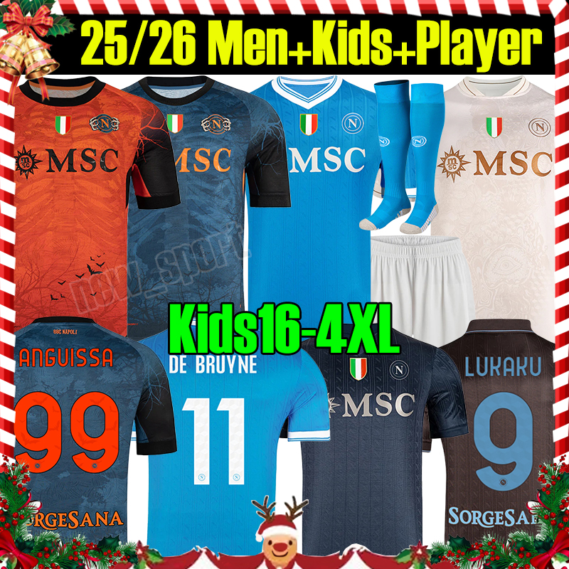 4XL 25/26 SSC Napoli MARADONA LUKAKU Soccer Jerseys DI LORENZO Halloween Maglietta da KVARATSKHELIA INSIGNE 2025 2026 SSC Naples MAGLIA Men kids kit Football shirts