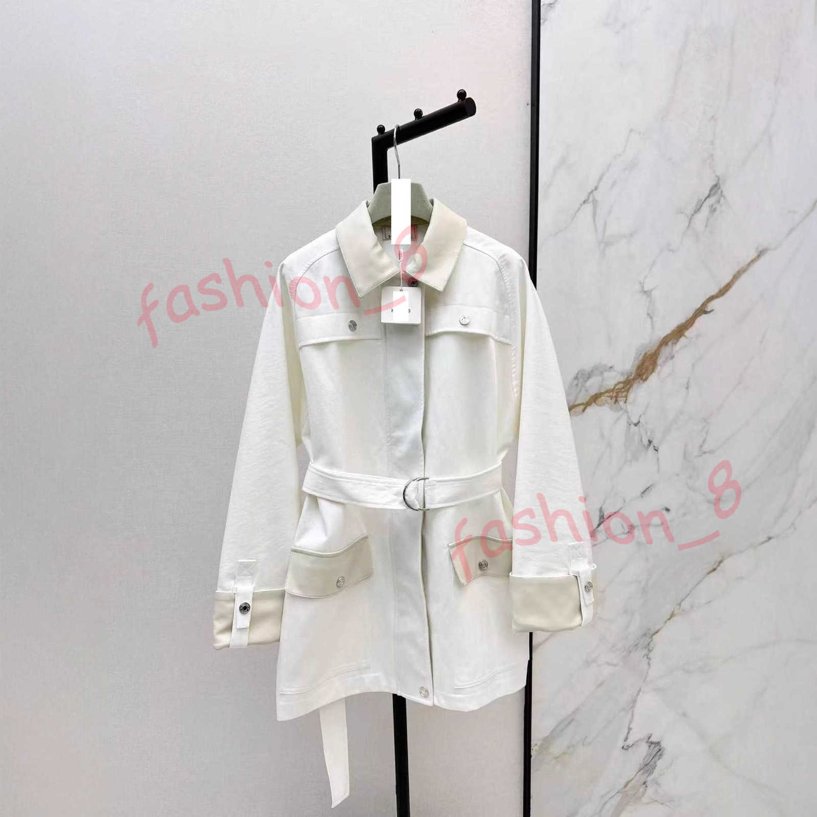 Designer Women's Trench Coats 25 Autumn Winter High-end Women's Windproof Anti-stain Light Waterproof Patchwork Leather Collar Workwear Pocket Mid-length Coat