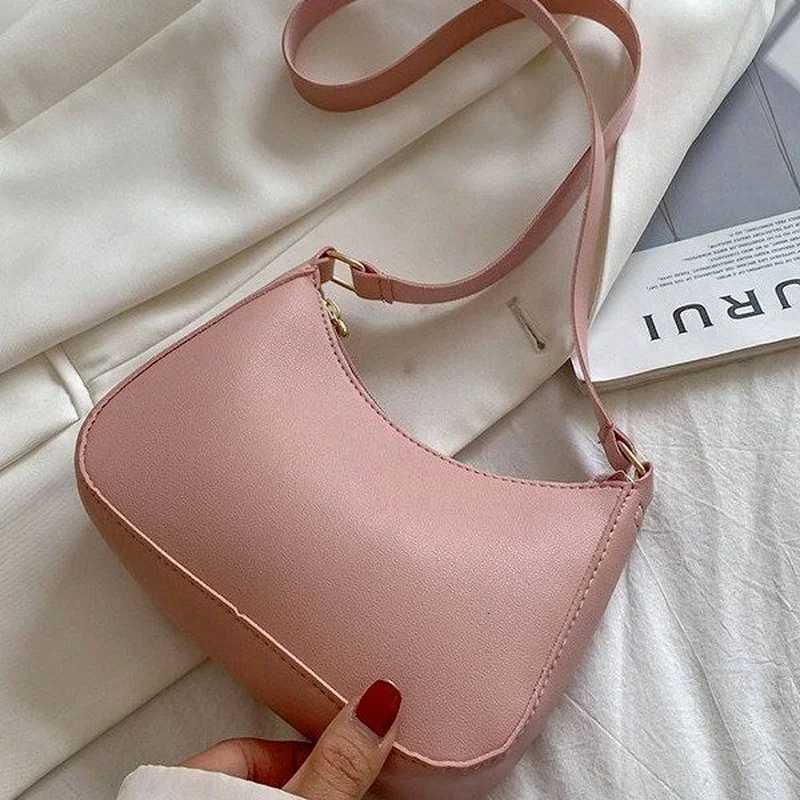 Womens Simple Fashion Handbags Retro Solid Color PU Leather Shoulder Underarm Bag Casual Hobos Handbags Trend Crossbody BagsW251028