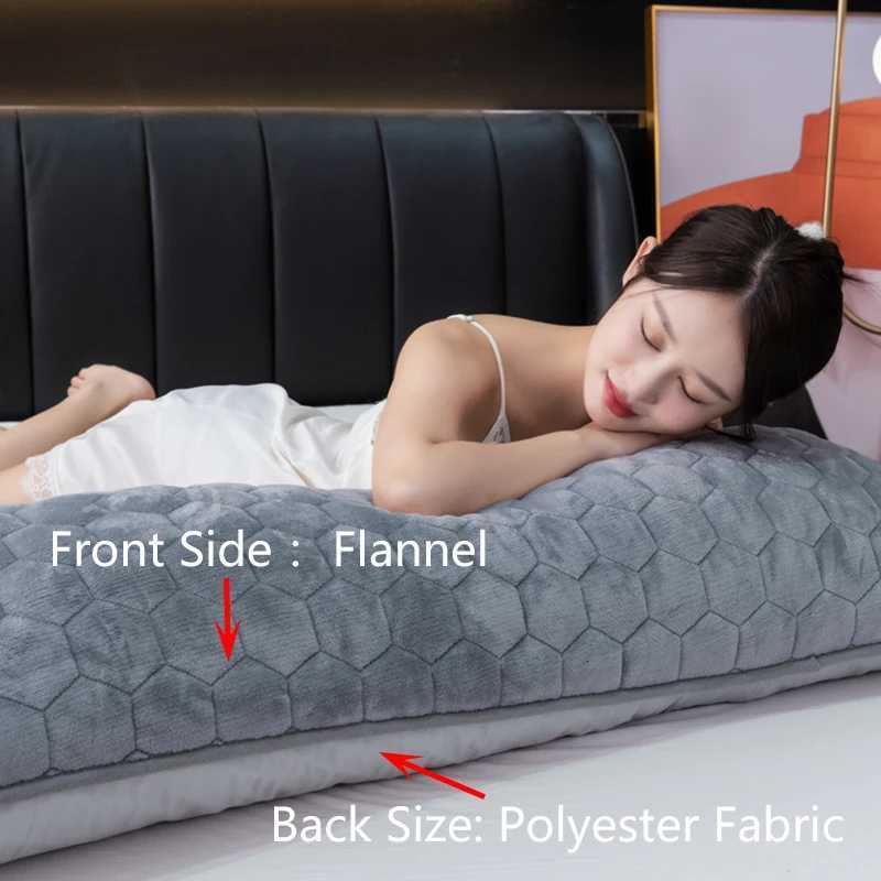 Pillow Case Simple Solid Color Long case Winter Warm Single Side Flannel Cover Couple Sleeping Body Cases 120150180cm C251028