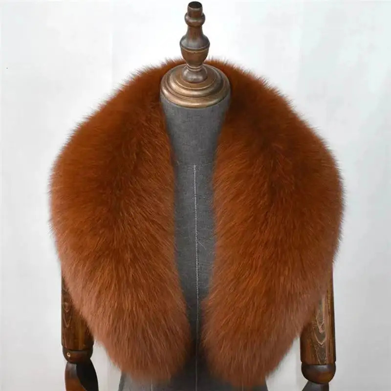 Fox Fur Collar 100 Fox Fur Scarf Winter Women Natural Fur Gray Collar Large Size Neck Warmer Fur Scarf Shawls 251024