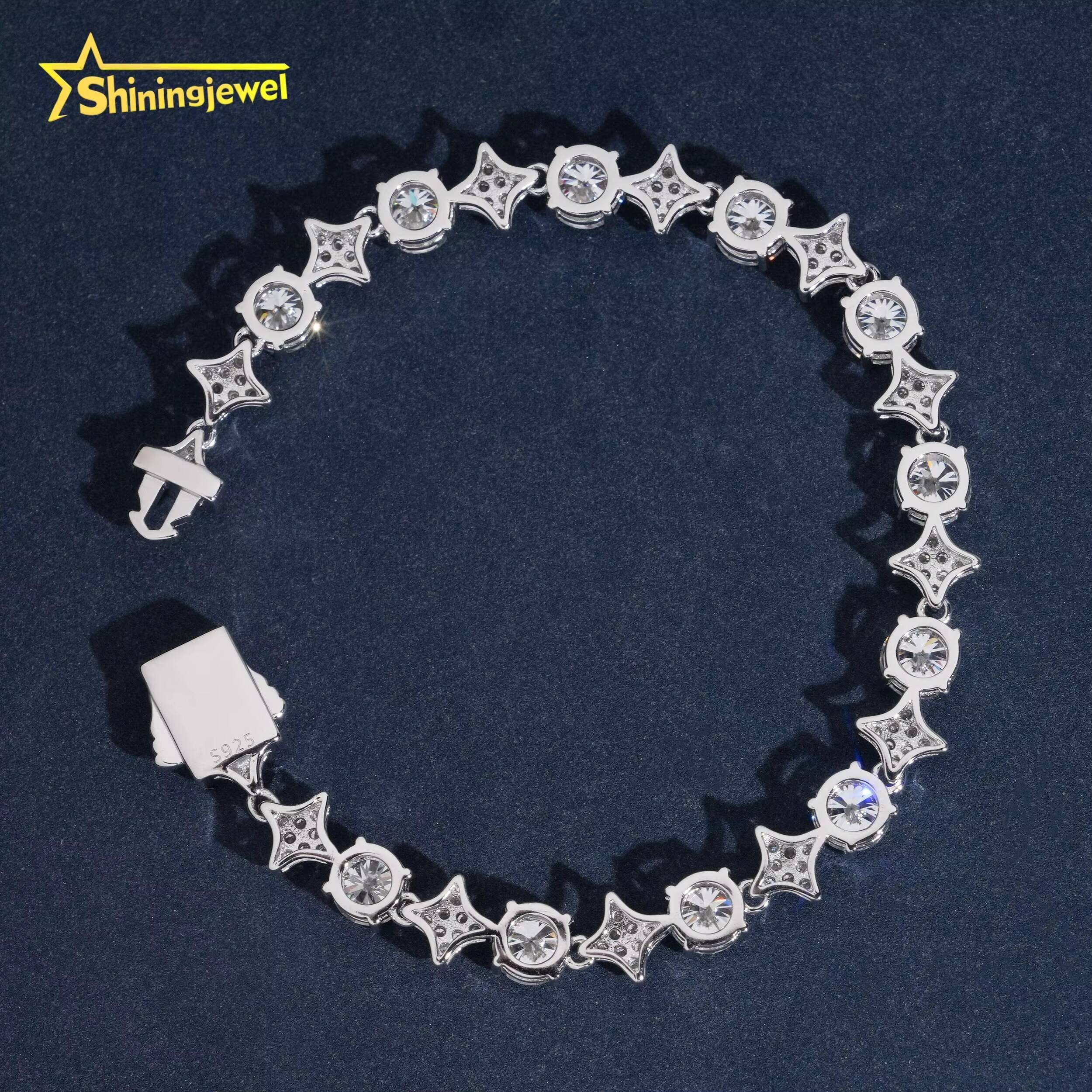 Custom 925 Silver Bracelet Fine Jewelry VVS Moissanite Tennis Bracelet GRA Certificated Iced Out Moissanite Bracelet Men