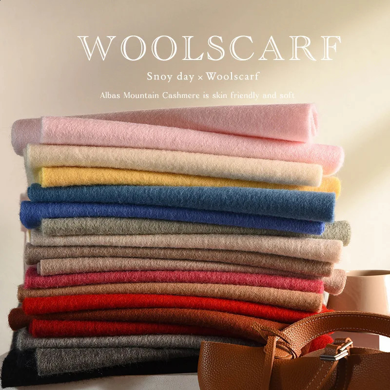 Knitted Scarf Women 100 Wool Winter Warm Scarves Bright Solid Color Thickened Shawl Soft Cashmere Pashmina Neck 2025 251027