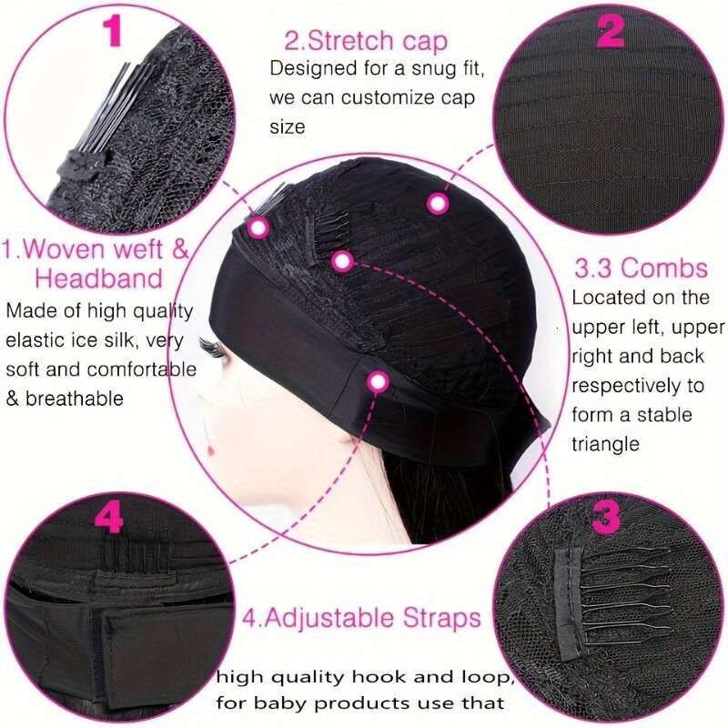 200% Density Brazilian Remy Human Hair Wig - Glueless Headband Deep Wave Sporty Style Rose Net For Women, Natural Look & Secure Fit, All Ethnicities, 