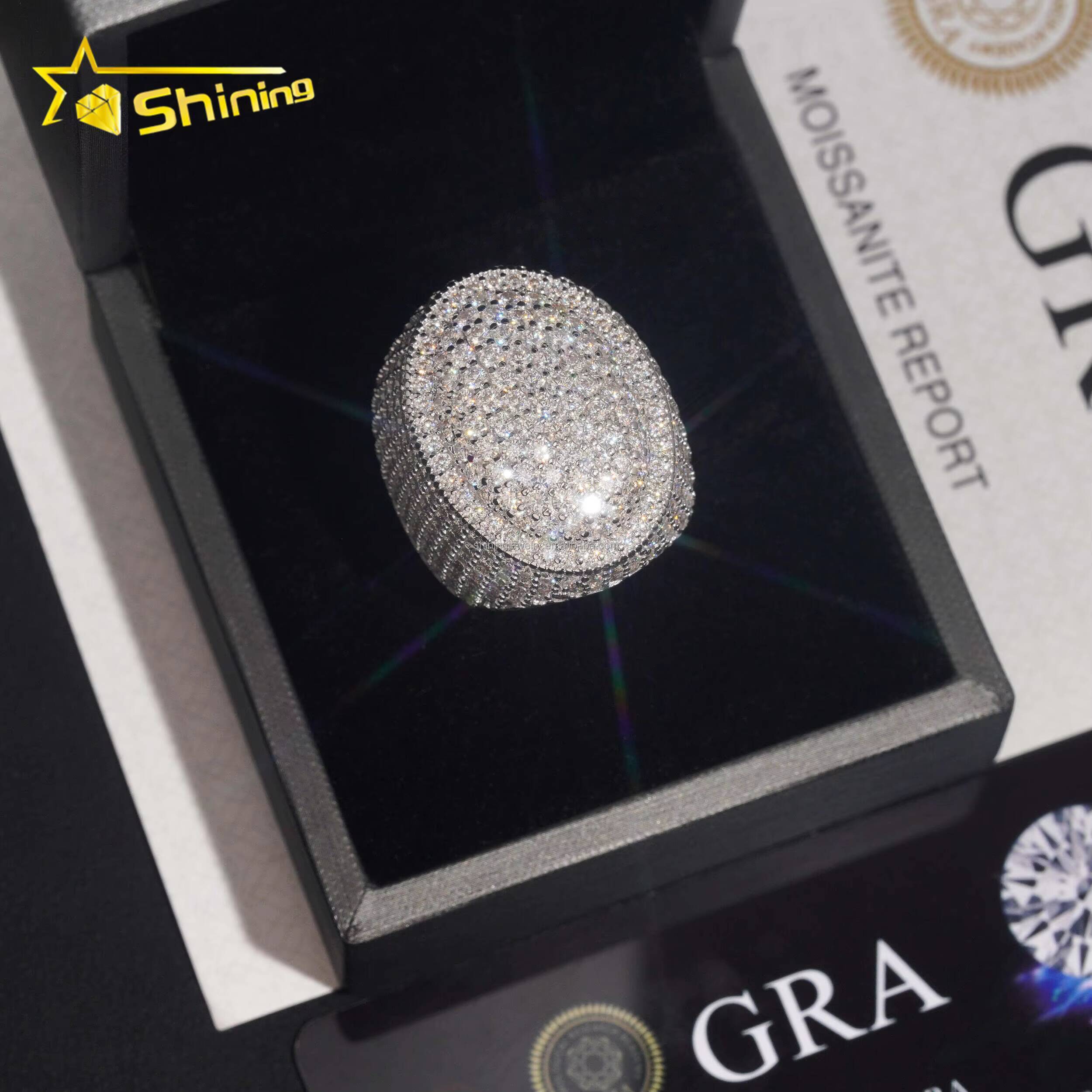 High Quality Iced Out Hip Hop Popular GRA ACertificate VVS Moissanite Diamond Man Gift Iced Out S925 Silver Oval Shape Man Ring