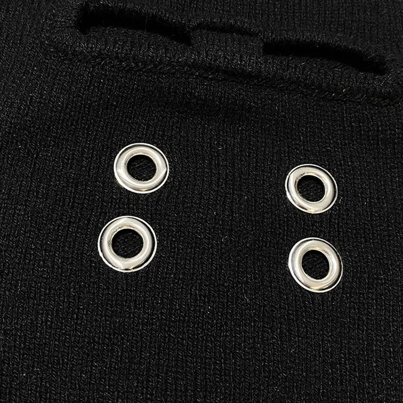 Hollow Out Eyelets Hip Hop Punk Ski Mask Skull Cap 2025 Winter Tactical Techwear Style Warm Knitted Hat Balaclava 251027