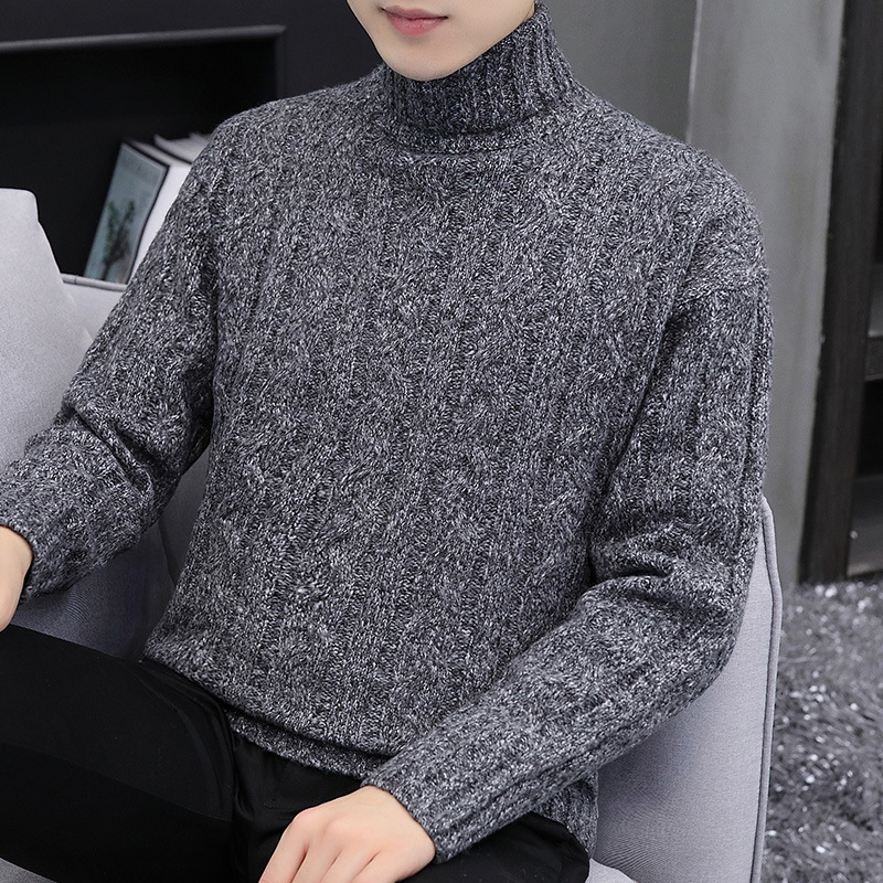 High Collar Sweater For Men Autumn And Winter Cable Knit Solid Color Designer Sweater Thickened Warm Men's Knitted Top Inner Wear