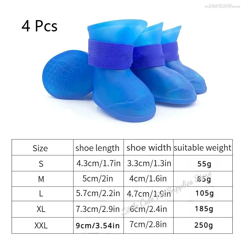 4Pcs Pet WaterProof Rainshoe Antislip Rubber Boot For Small Medium Large Dogs Cats Outdoor Shoe Dog Ankle Boots Pet Accessories a251028