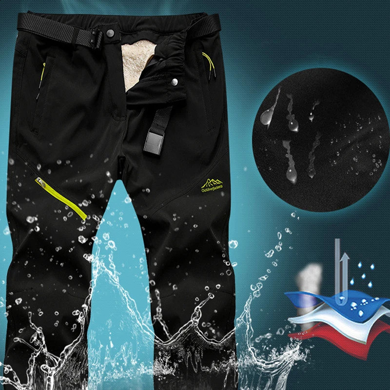 Winter Thick Warm Outdoor Pants Men Tactical Waterproof Long Trousers Trekking Camping Removable Fur Lined Velvet Inside 251027