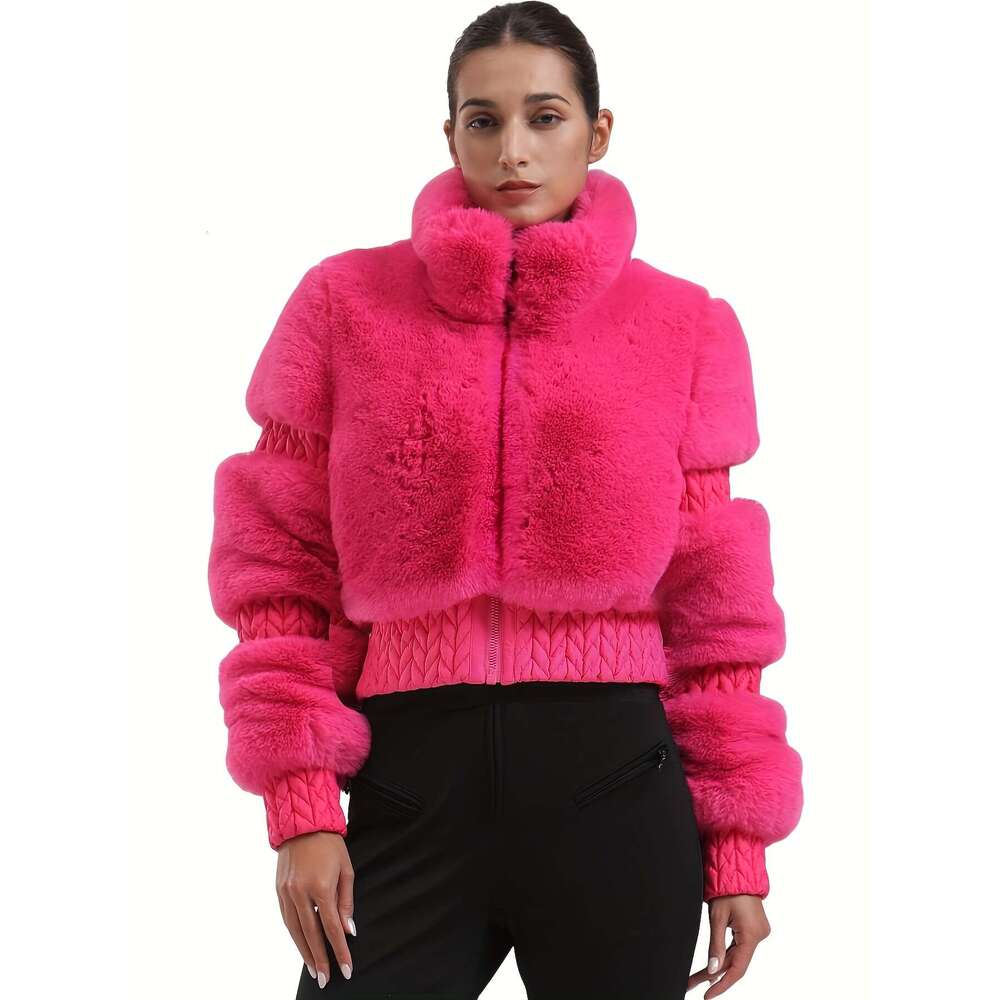 GSOU SNOW Women Ski Faux Fur Snowboard Coat Snow Jacket Winter Outdoor Warm
