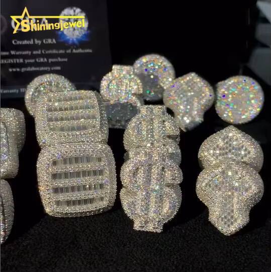 Pass Tester Fashion Custom Hip Hop Style Men Ring Iced Out VVS D Moissanite Diamond Jewelry 925 Sterling Silver Rings Men Women