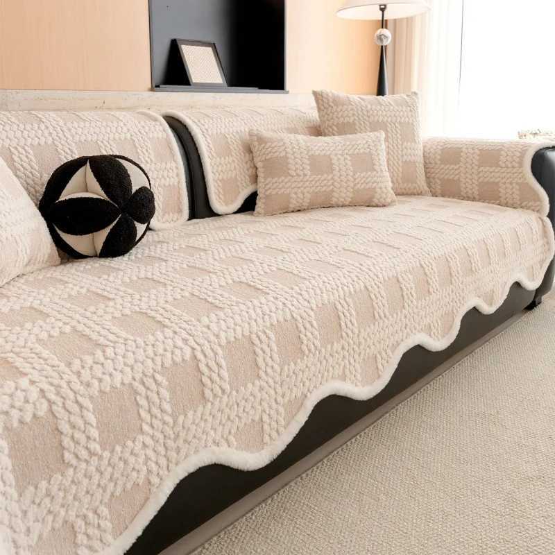 Irregular Plush Sofa Cover Winter Warm SofaSeat Pad French Style Nonslip Durable LCorner Couchtowel for Living Room Decor C251028