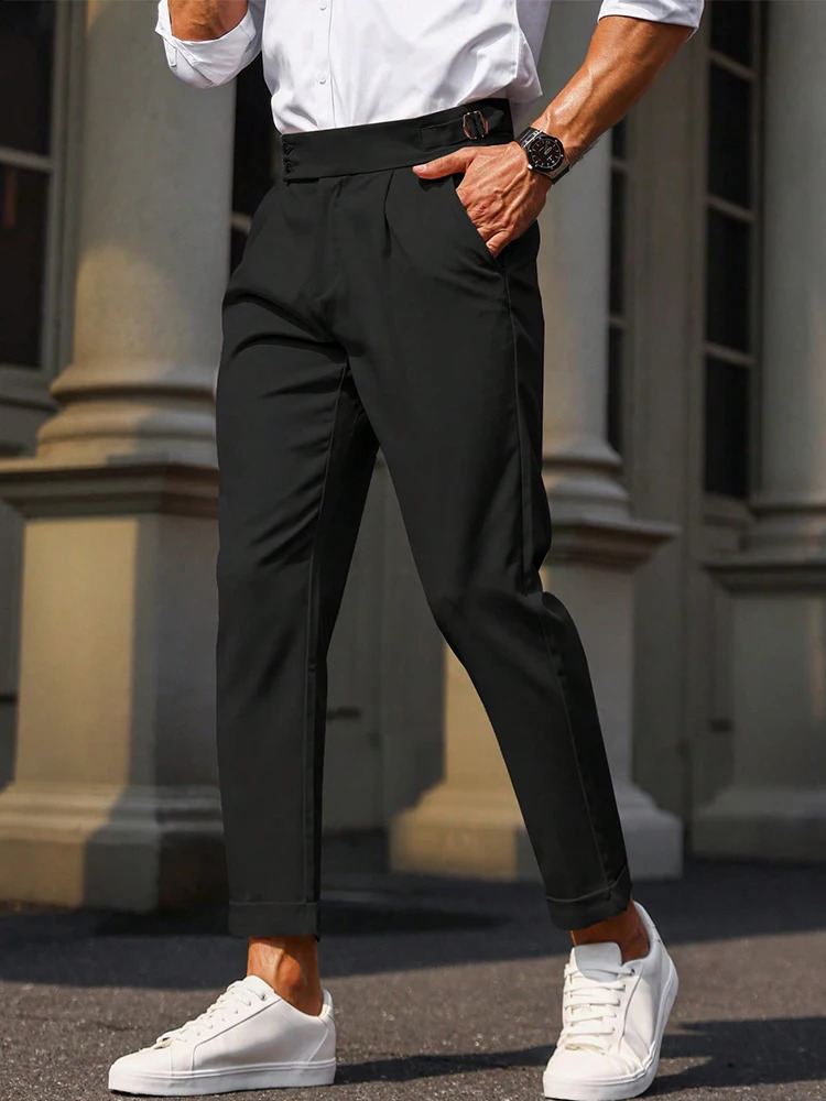 Vintage High Waisted Trousers For Mens Spring Autumn Stylish Pleated Straight Suit Pants Men Solid Color Business Casual Chinos 251027