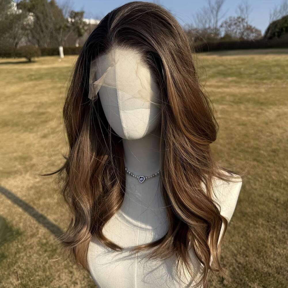 22-Inch Brown Attractive Synthetic Lace Front Wig-High-Definition Transparent 13X4 Front, Non-Adhesive, Pre-Combed Hair Line-Ideal Fashionable Women G