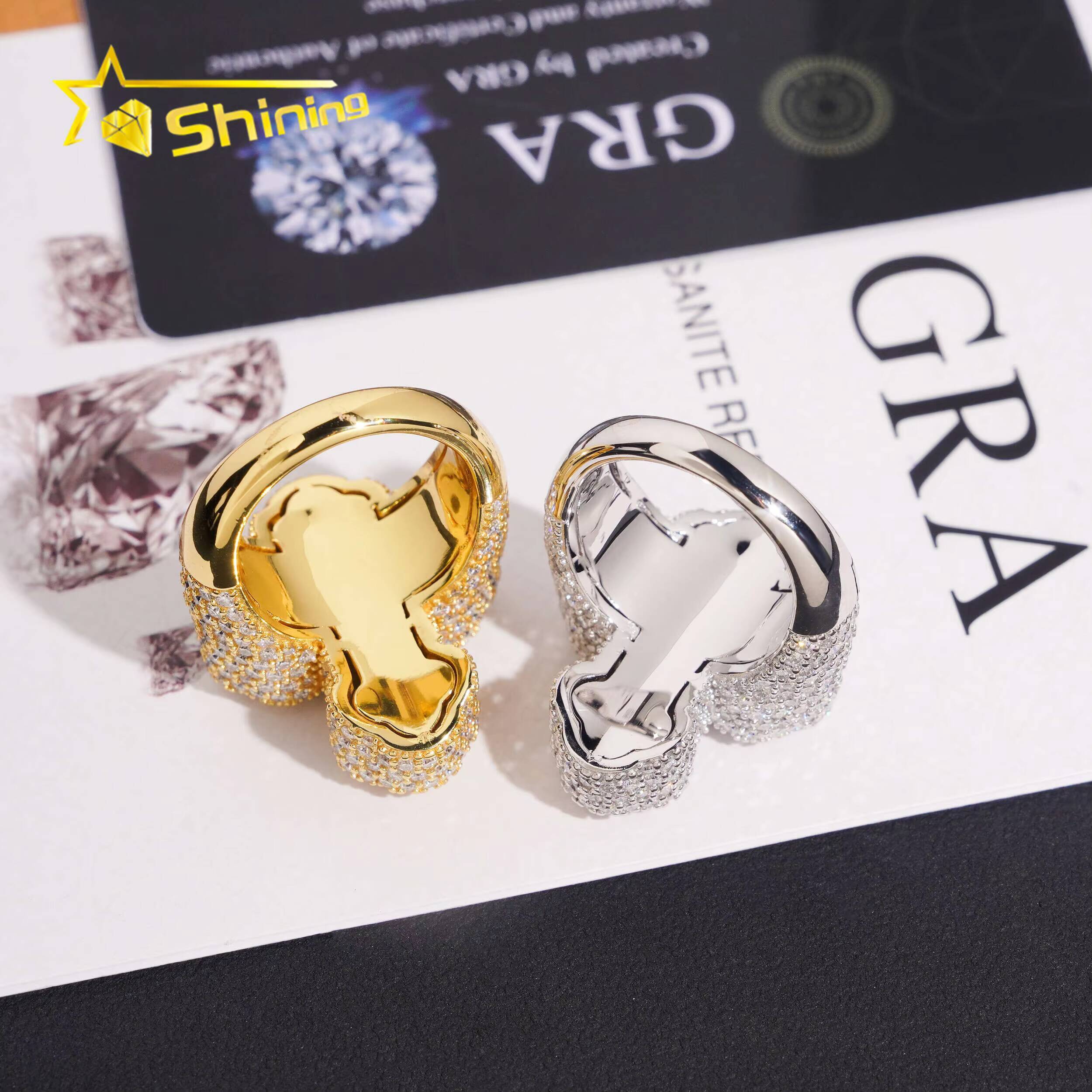 Baguette Moissanite Iced Out Cross Ring GRA Moissanite 925 Sterling Silver Gold Plated Hip Hop Mens Rings New in Stock