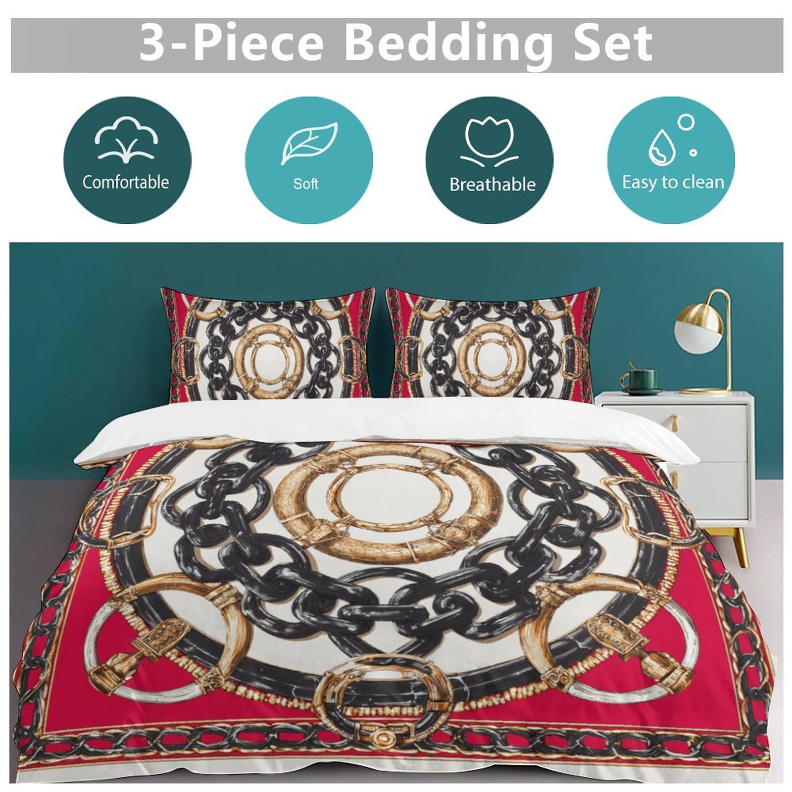 Custom Bedding Set Luxury Designer H Printing Horse Printing Quilt Cover Pillowcase 3Pcs set Pure Cotton Comfortable Bedding Set Bedroom Decoration H4