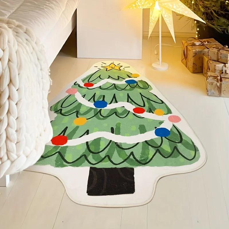 VIKAMA Creative Christmas Tree Living Room Carpet Doormat Bedroom Bedside Floor Mat Holiday Decoration 1028 H260226