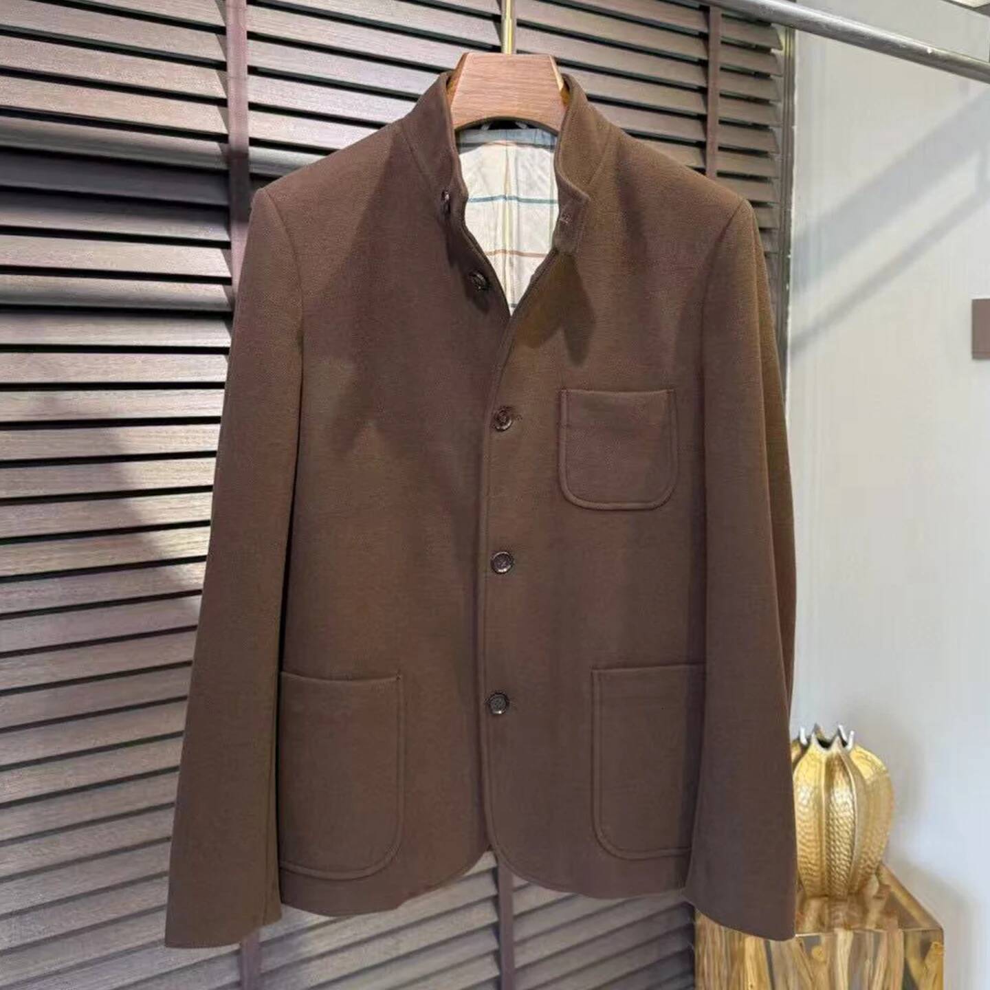 LP 25Aw Casual Wool Blend Zhongshan Collar Men's Jacket