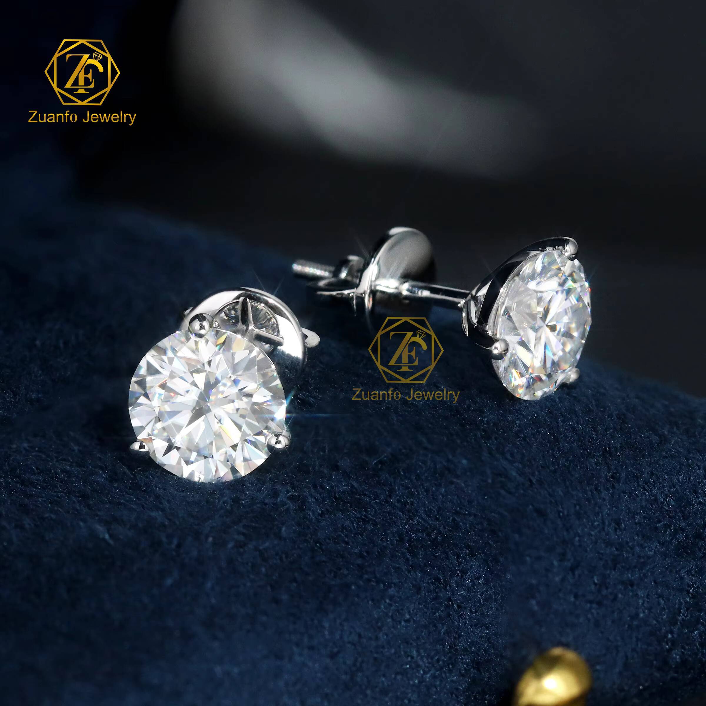 18k Moissanite Stud Earrings 65mm Round Brilliant Silver Martini Set Fine Wedding Jewelry Accessories