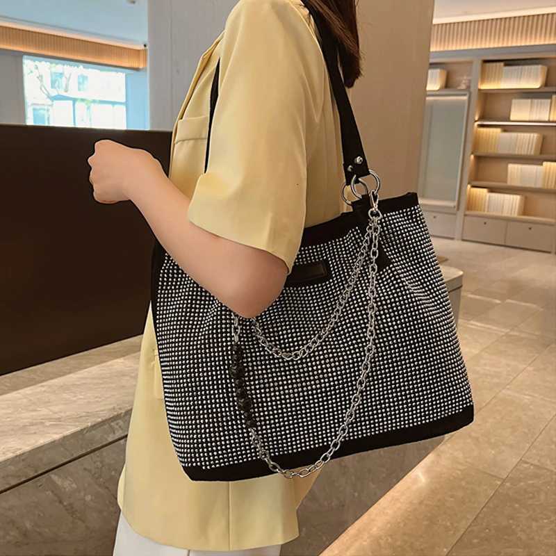 2024 Fashion Women Bling Diamonds Handbag Large Capacity PU Leather Big Totes Designer Female Chain Shoulder Bags Shopping BagsT251028