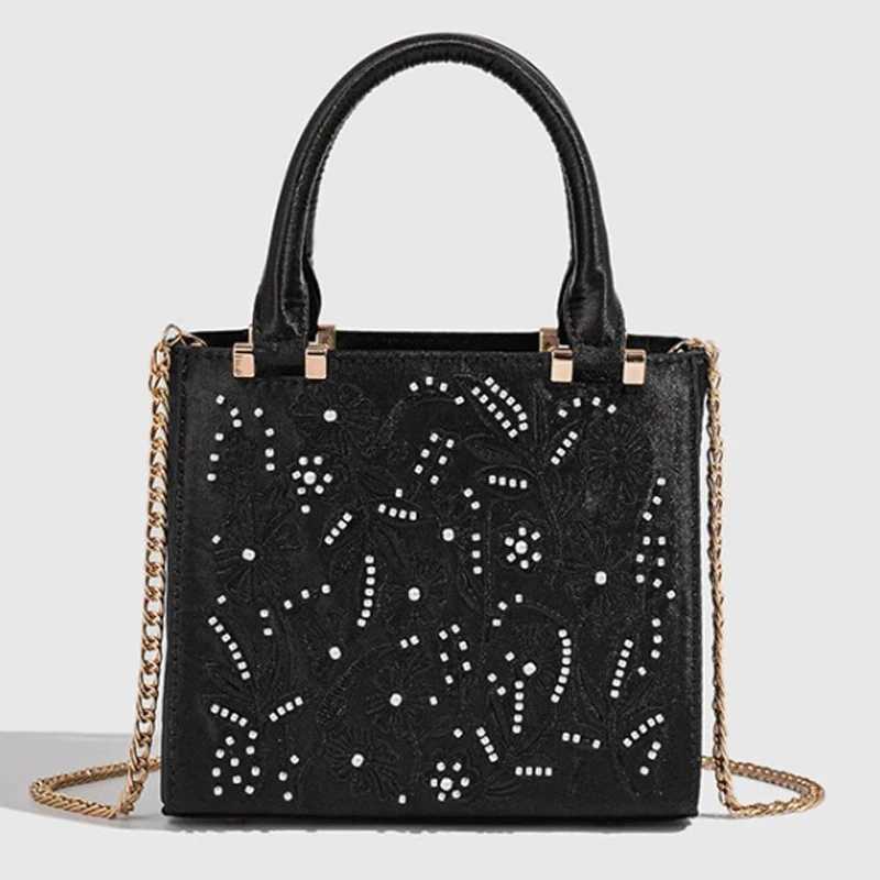 Fi Floral Embroidery Square Bag High Quality Tote Bag Large Capacity Wens Handbag Lady Purse Shoder Messenger Bag Y251028